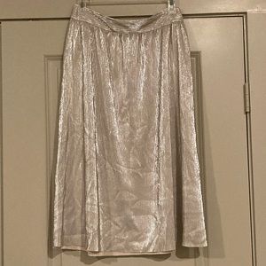 Silver pleated midi skirt